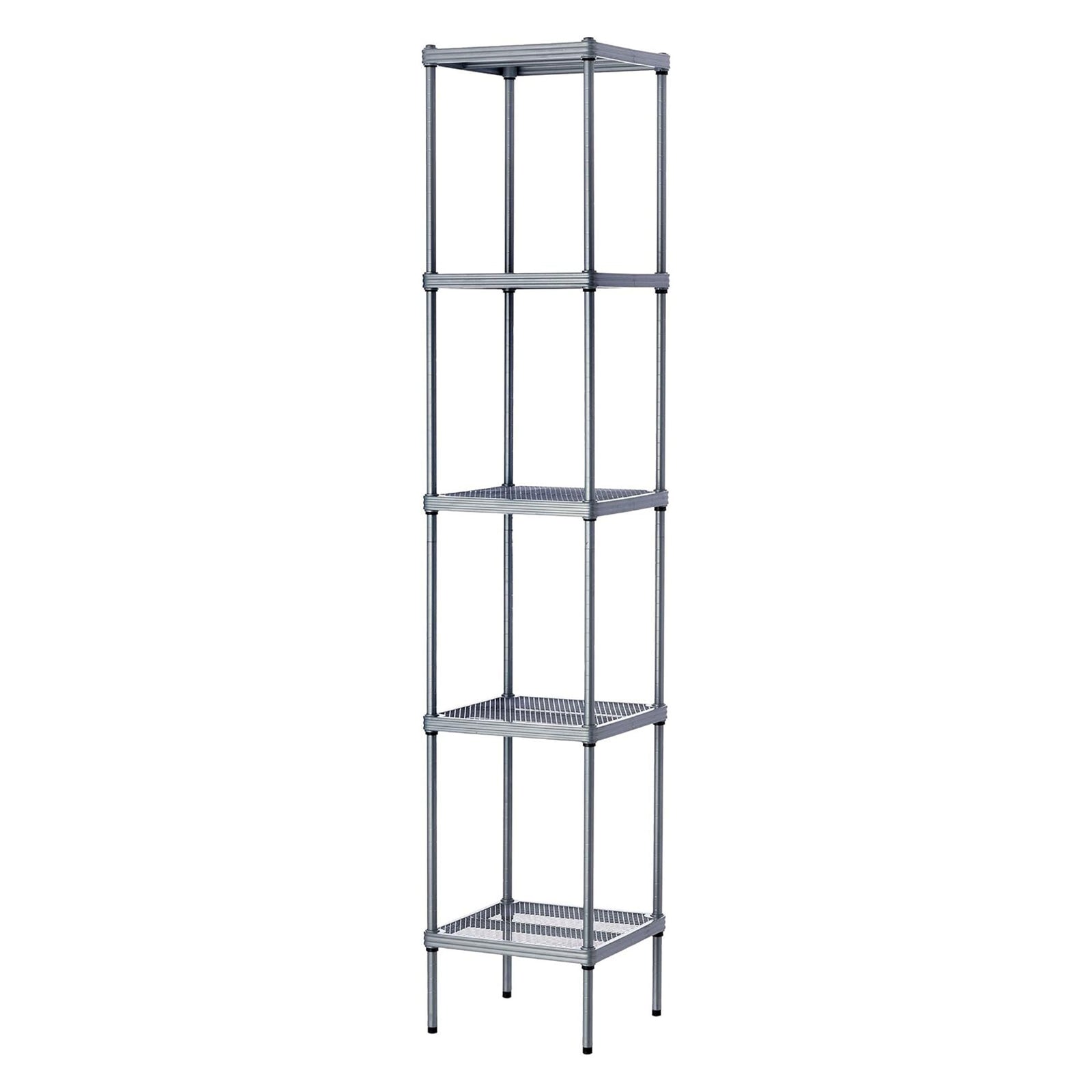 Design Ideas MeshWorks 5 Tier Tower Metal Storage Shelving Unit Rack, Silver - VMInnovations