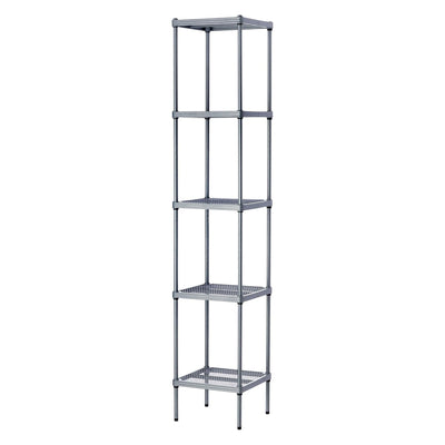 Design Ideas MeshWorks 5 Tier Tower Metal Storage Shelving Unit Rack, Silver - VMInnovations