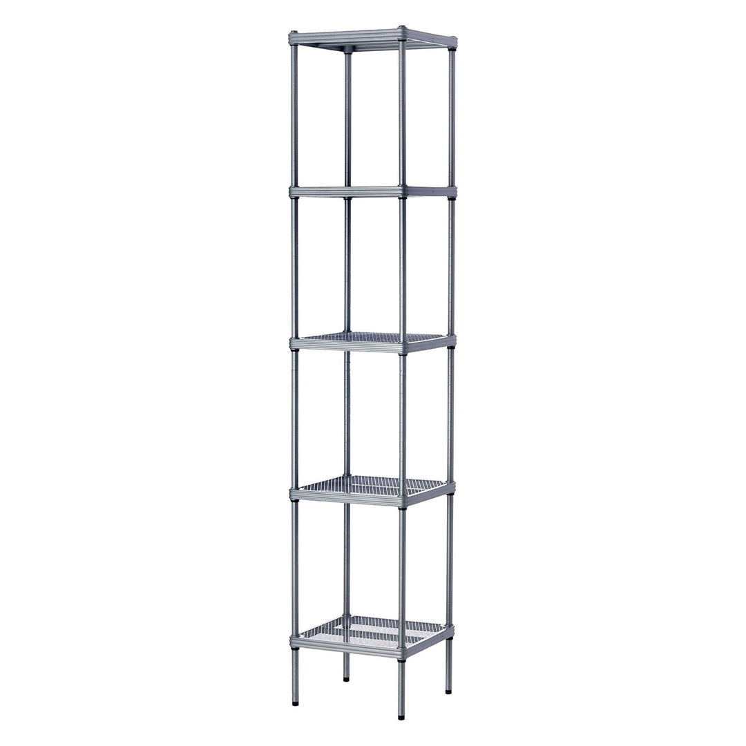 Design Ideas MeshWorks 5 Tier Tower Metal Storage Shelving Rack, Silver (Used)