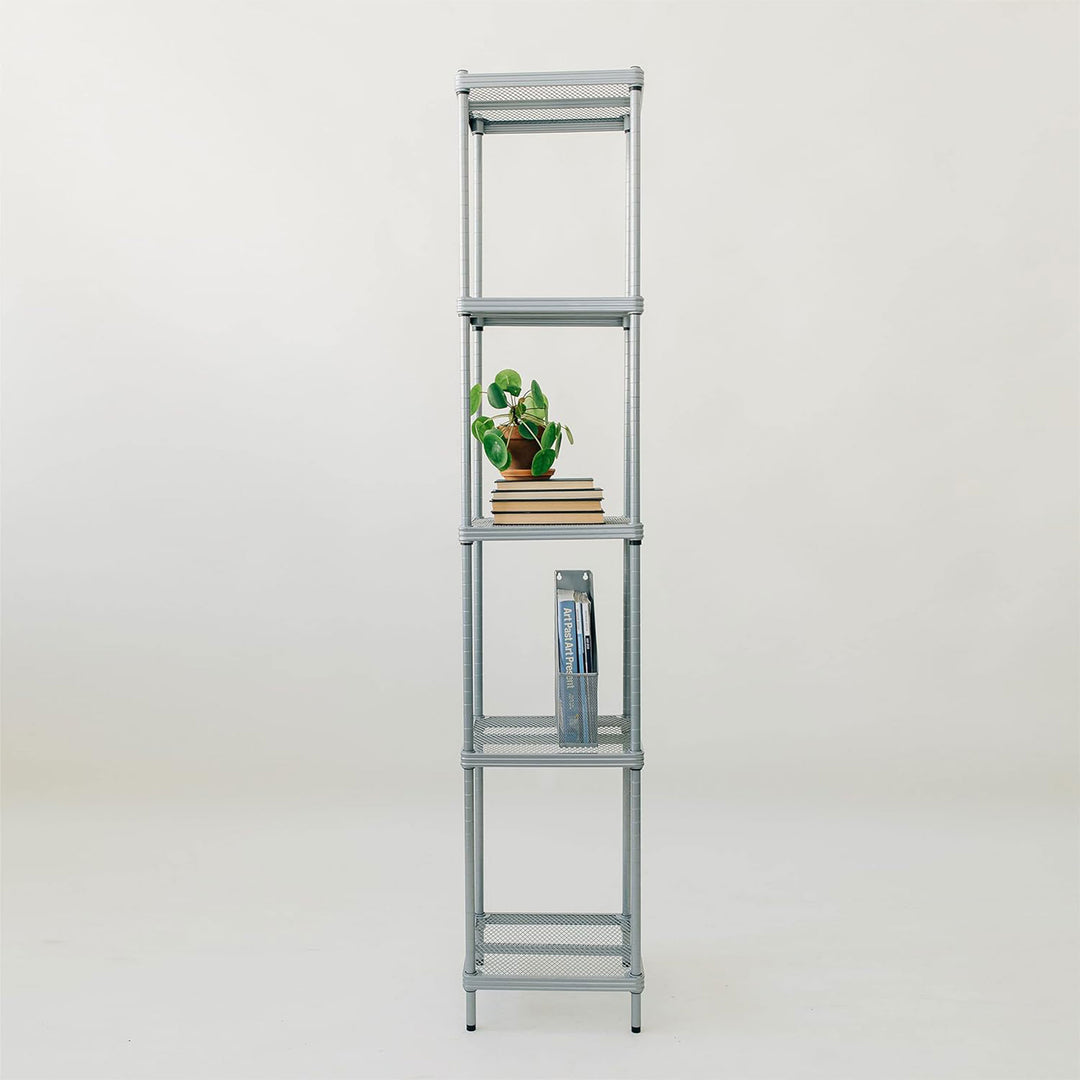 Design Ideas MeshWorks 5 Tier Tower Metal Storage Shelving Rack, Silver (Used)