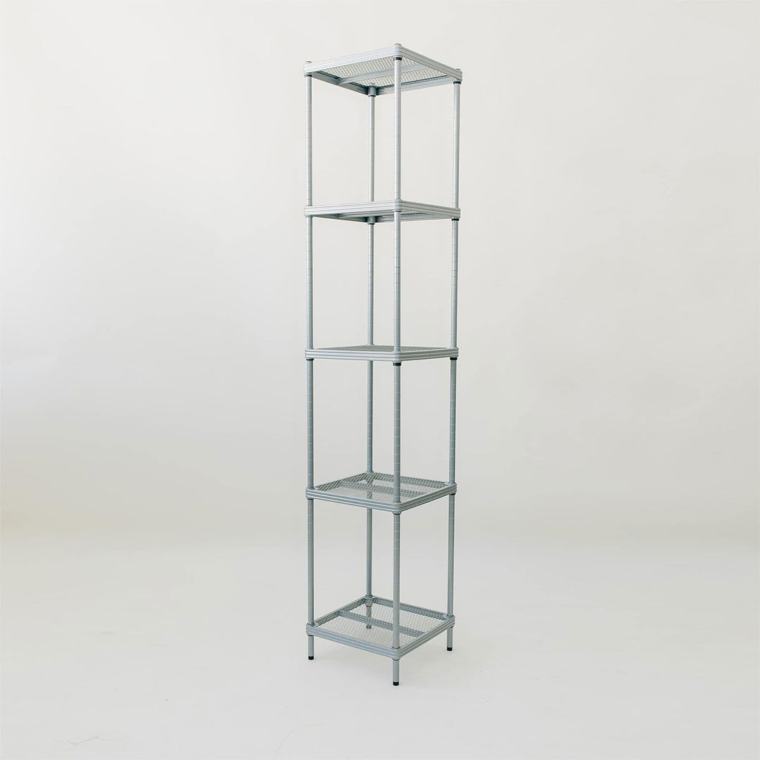 Design Ideas MeshWorks 5 Tier Tower Metal Storage Shelving Rack, Silver (Used)