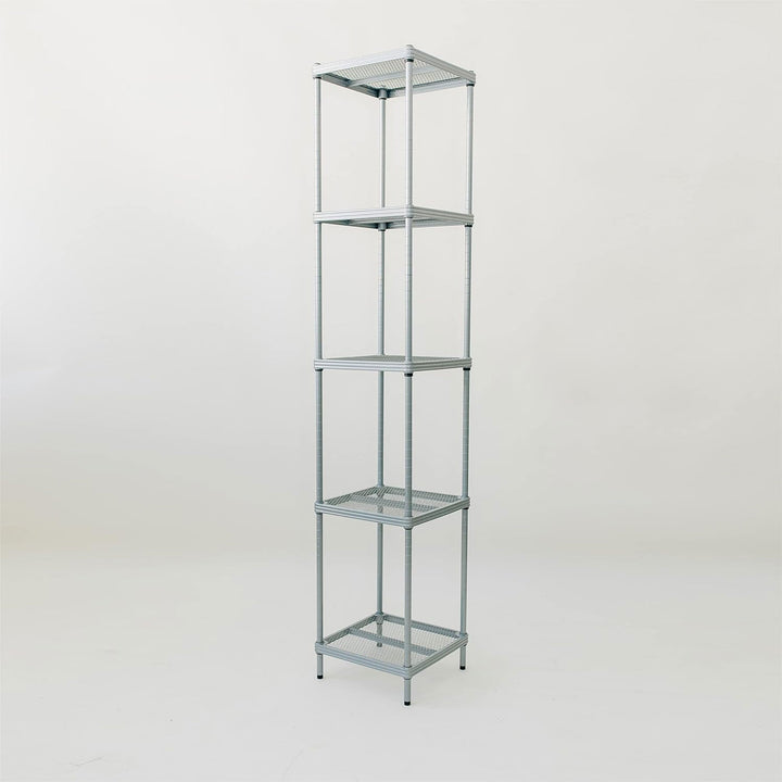 Design Ideas MeshWorks 5 Tier Tower Metal Storage Shelving Rack, Silver (Used)