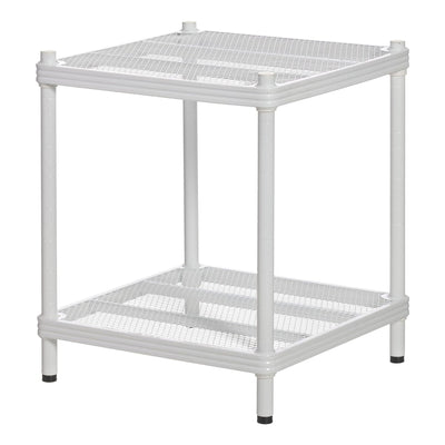 Design Ideas MeshWorks 2 Tier Narrow Metal Storage Shelving Rack, White (Used)