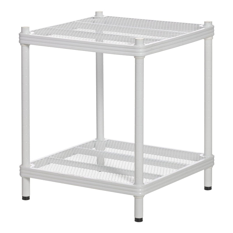 Design Ideas MeshWorks 2 Tier Narrow Metal Storage Shelving Unit Rack, White