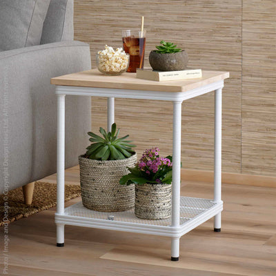 Design Ideas MeshWorks 2 Tier Narrow Metal Storage Shelving Unit Rack, White - VMInnovations