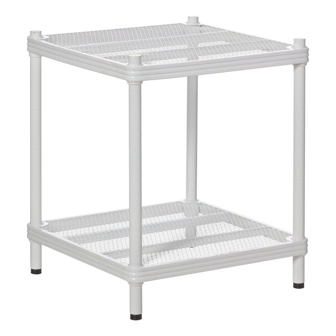 Design Ideas MeshWorks 2 Tier Narrow Metal Storage Shelving Rack, White (Used) - VMInnovations