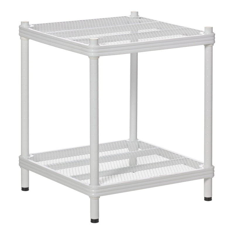 Design Ideas 2 Tier Narrow Metal Storage Shelving Unit Rack, White (Open Box)