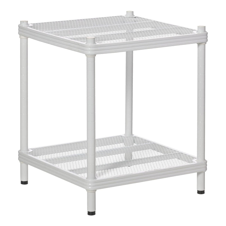 Design Ideas MeshWorks 2 Tier Narrow Metal Storage Shelving Unit Rack, White