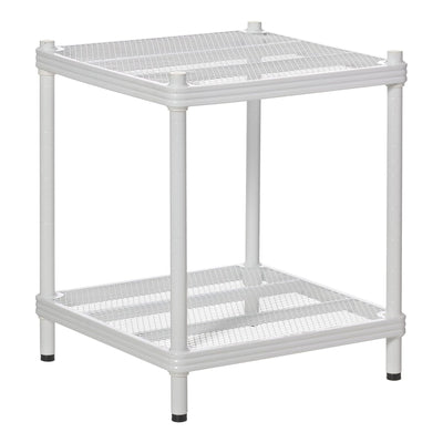 Design Ideas MeshWorks 2 Tier Narrow Metal Storage Shelving Unit Rack, White