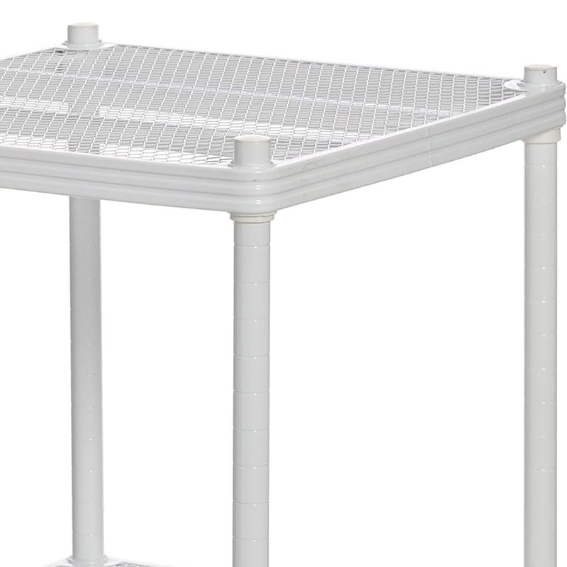 Design Ideas MeshWorks 2 Tier Narrow Metal Storage Shelving Rack, White (Used)