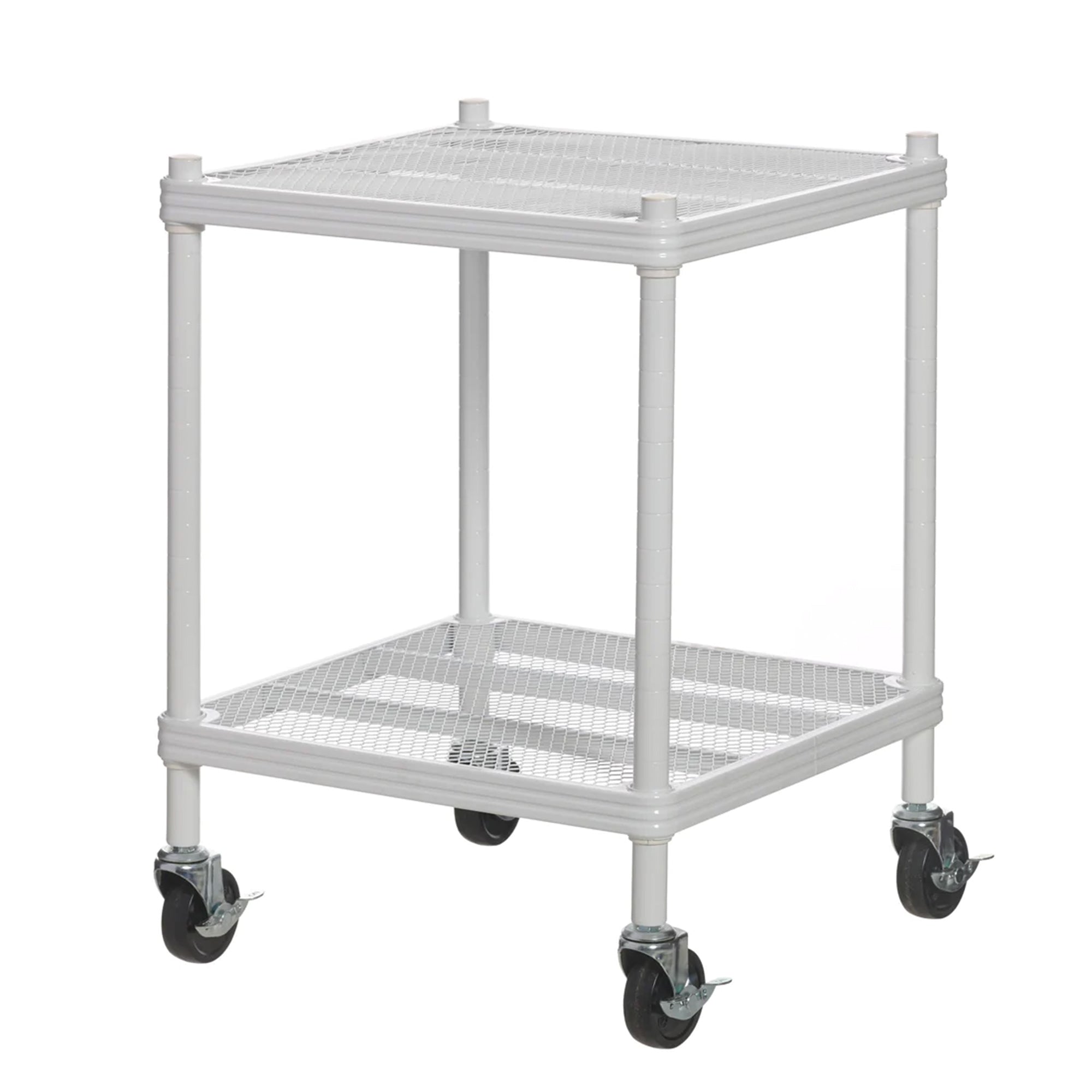 Design Ideas MeshWorks 2 Tier Wheeled Storage Shelving Unit, White (For Parts) - VMInnovations
