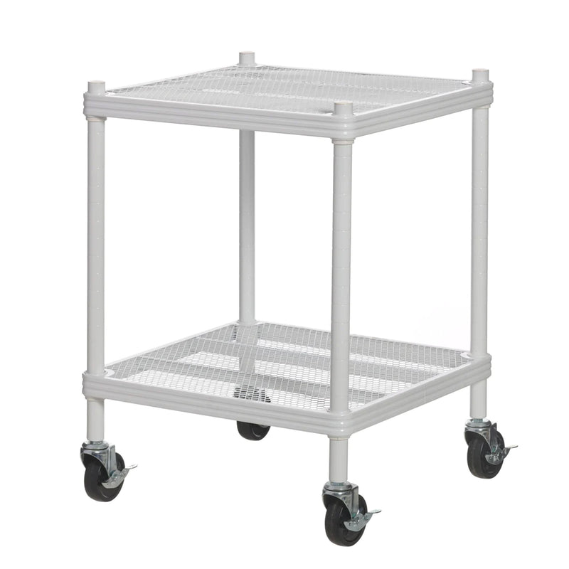 Design Ideas MeshWorks 2 Tier Wheeled Metal Storage Shelving Unit Cart, White