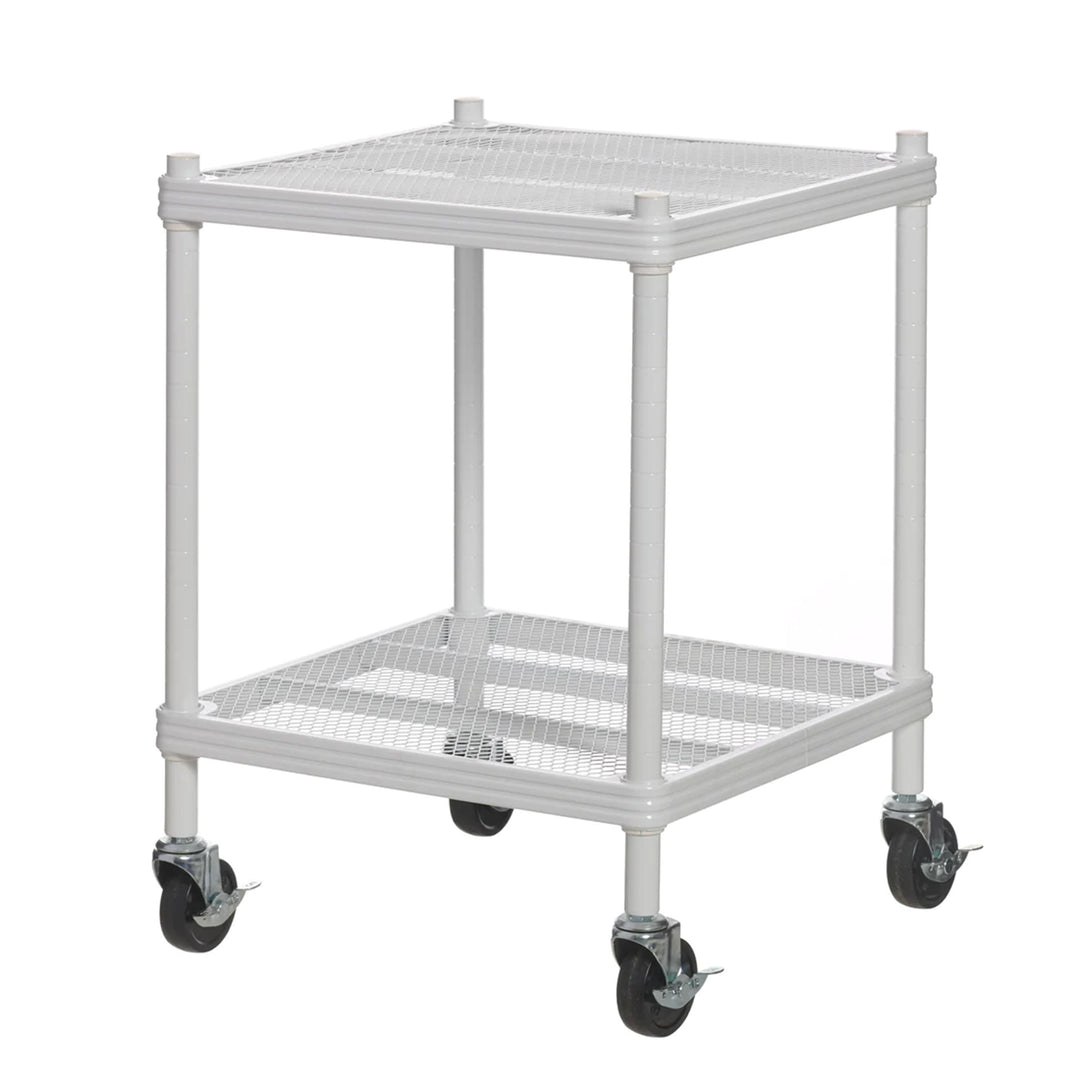 Design Ideas 2 Tier Wheeled Metal Storage Shelving Unit Cart, White (Open Box)