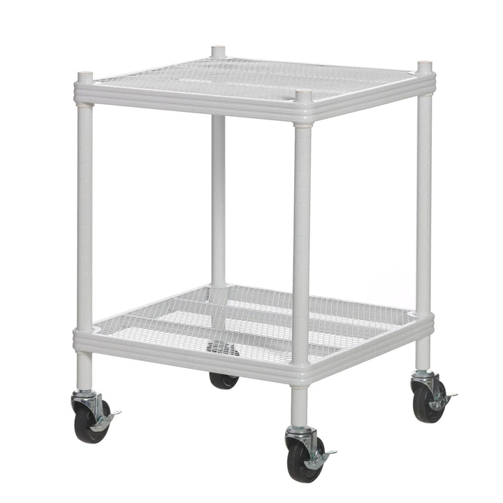 Design Ideas 2 Tier Wheeled Metal Storage Shelving Unit Cart, White (Open Box)