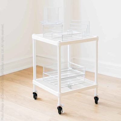 Design Ideas MeshWorks 2 Tier Wheeled Storage Shelving Unit, White (For Parts) - VMInnovations