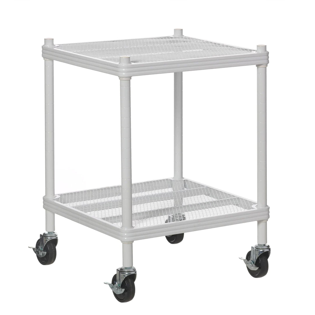 Design Ideas MeshWorks 2 Tier Wheeled Metal Storage Shelving Unit Cart, White