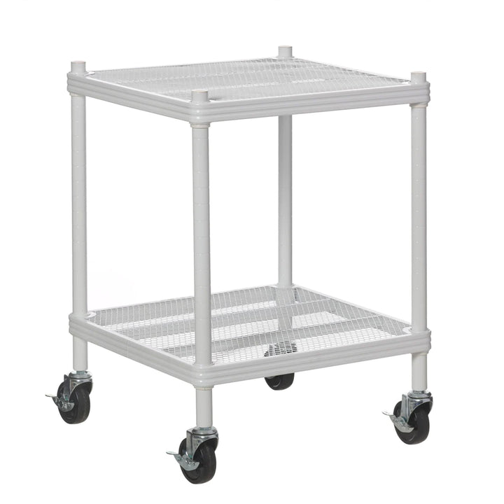 Design Ideas 2 Tier Wheeled Metal Storage Shelving Unit Cart, White (Open Box)