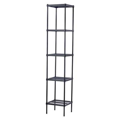 Design Ideas MeshWorks 5 Tier Tower Metal Storage Shelving Unit Rack, Black - VMInnovations