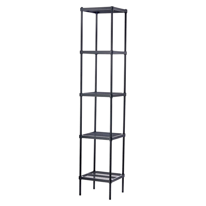 Design Ideas 5 Tier Tower Metal Storage Shelving Unit Rack, Black (Open Box)