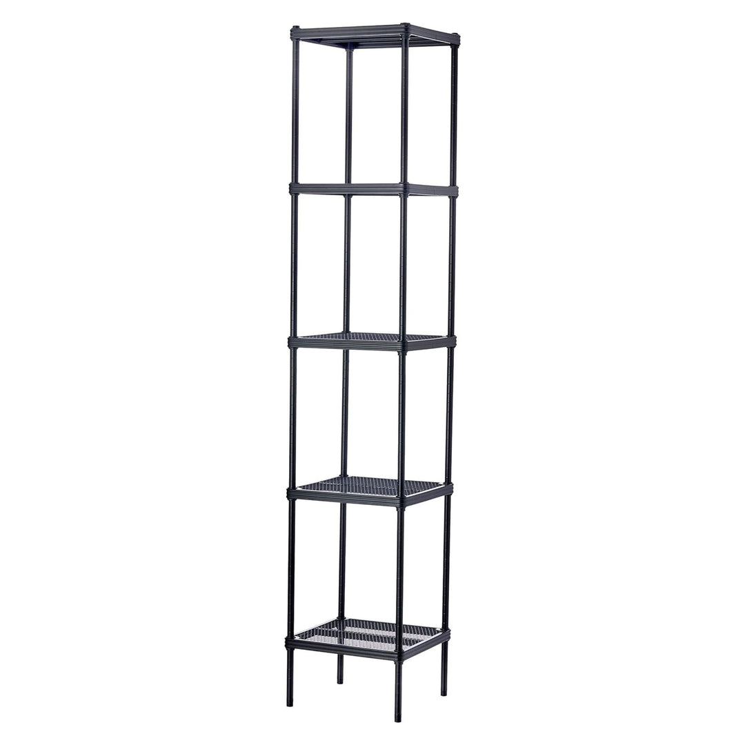 Design Ideas 5 Tier Tower Metal Storage Shelving Unit Rack, Black (Open Box)
