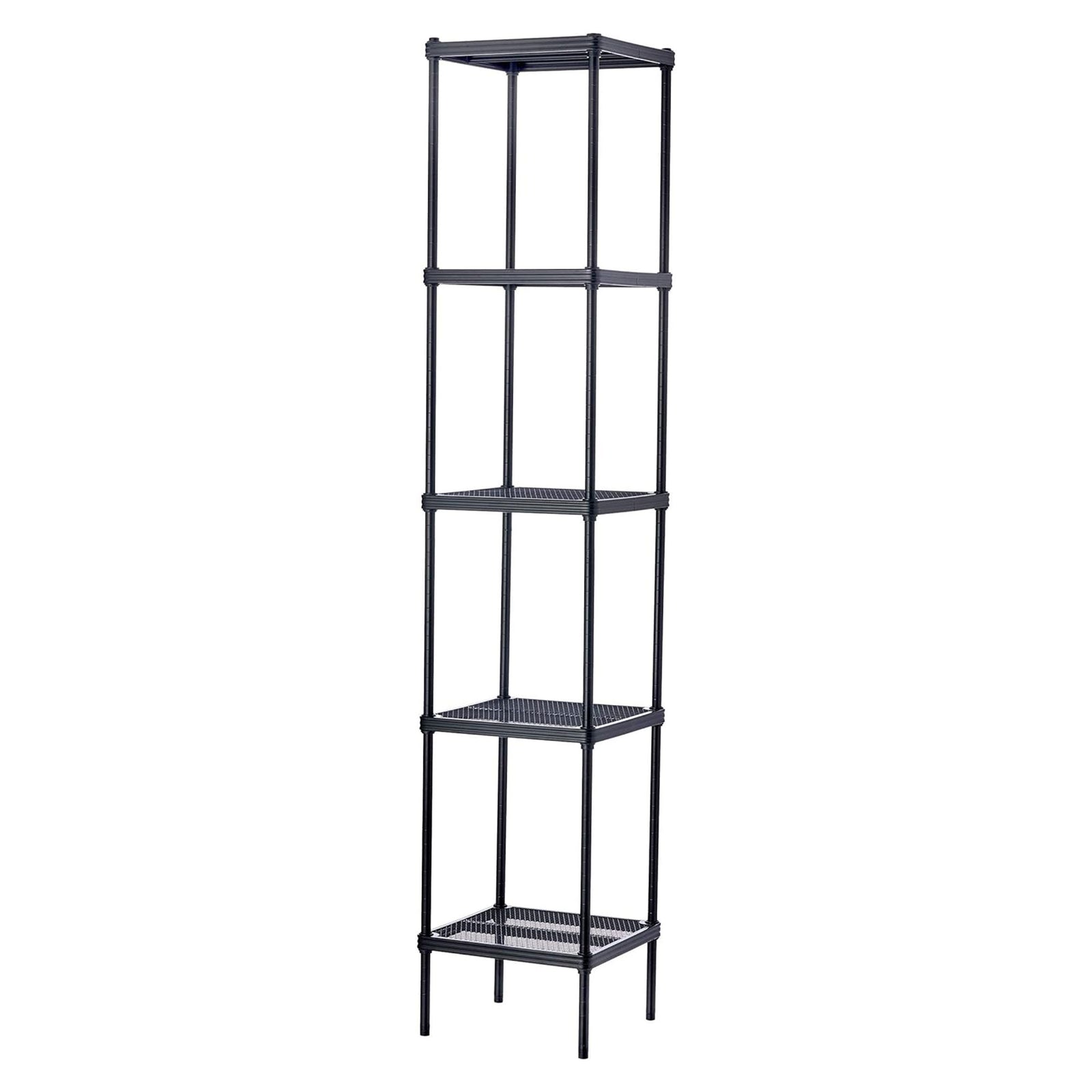 Design Ideas 5 Tier Tower Metal Storage Shelving Unit Rack, Black (Open Box) - VMInnovations