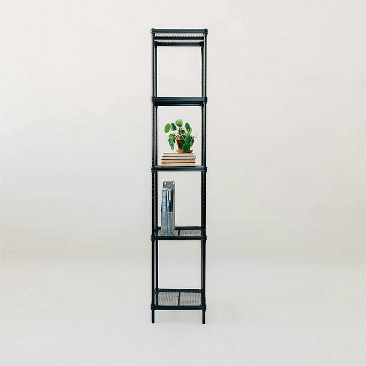 Design Ideas 5 Tier Tower Metal Storage Shelving Unit Rack, Black (Open Box)