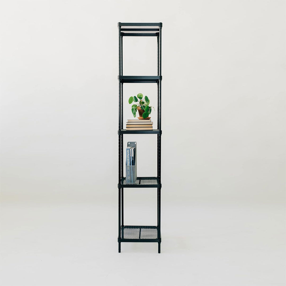 Design Ideas 5 Tier Tower Metal Storage Shelving Unit Rack, Black (Open Box) - VMInnovations