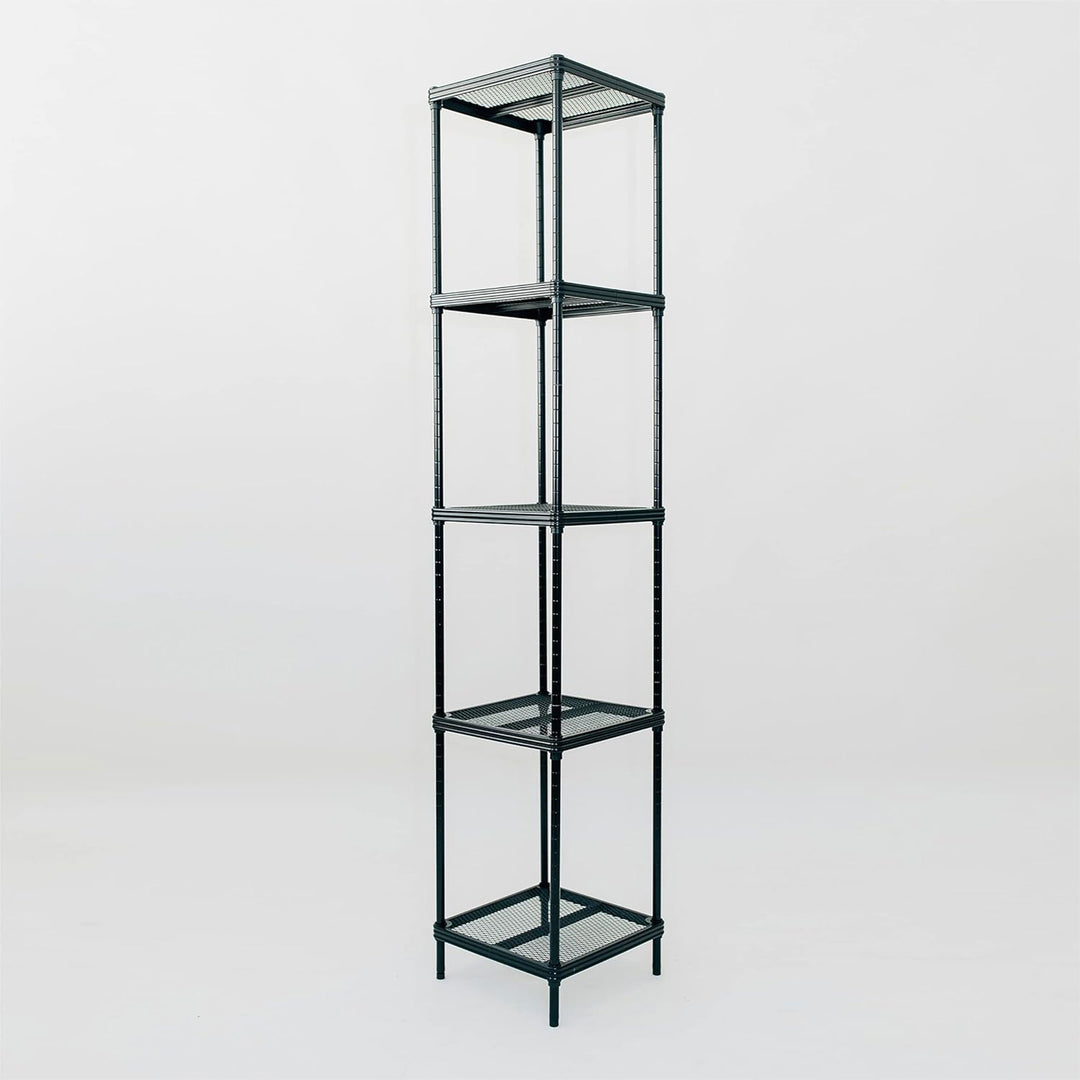 Design Ideas 5 Tier Tower Metal Storage Shelving Unit Rack, Black (Open Box) - VMInnovations