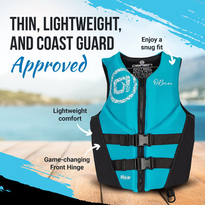 O'Brien Women's RS Life Jacket with BioLite Construction, Aqua (Open Box)