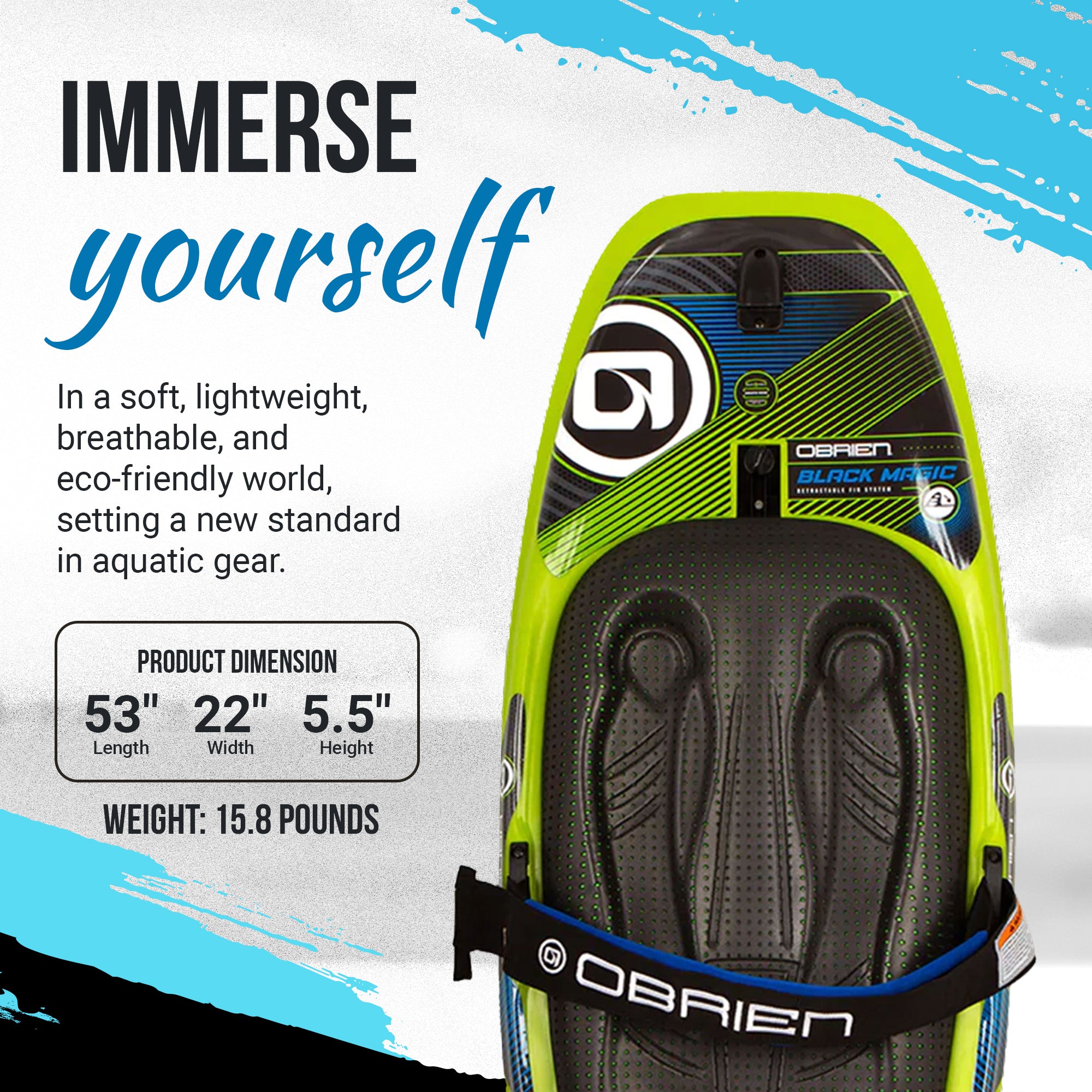 O'Brien Black Magic Kneeboard with Cable Actuated Retractable Fins and Hook - VMInnovations