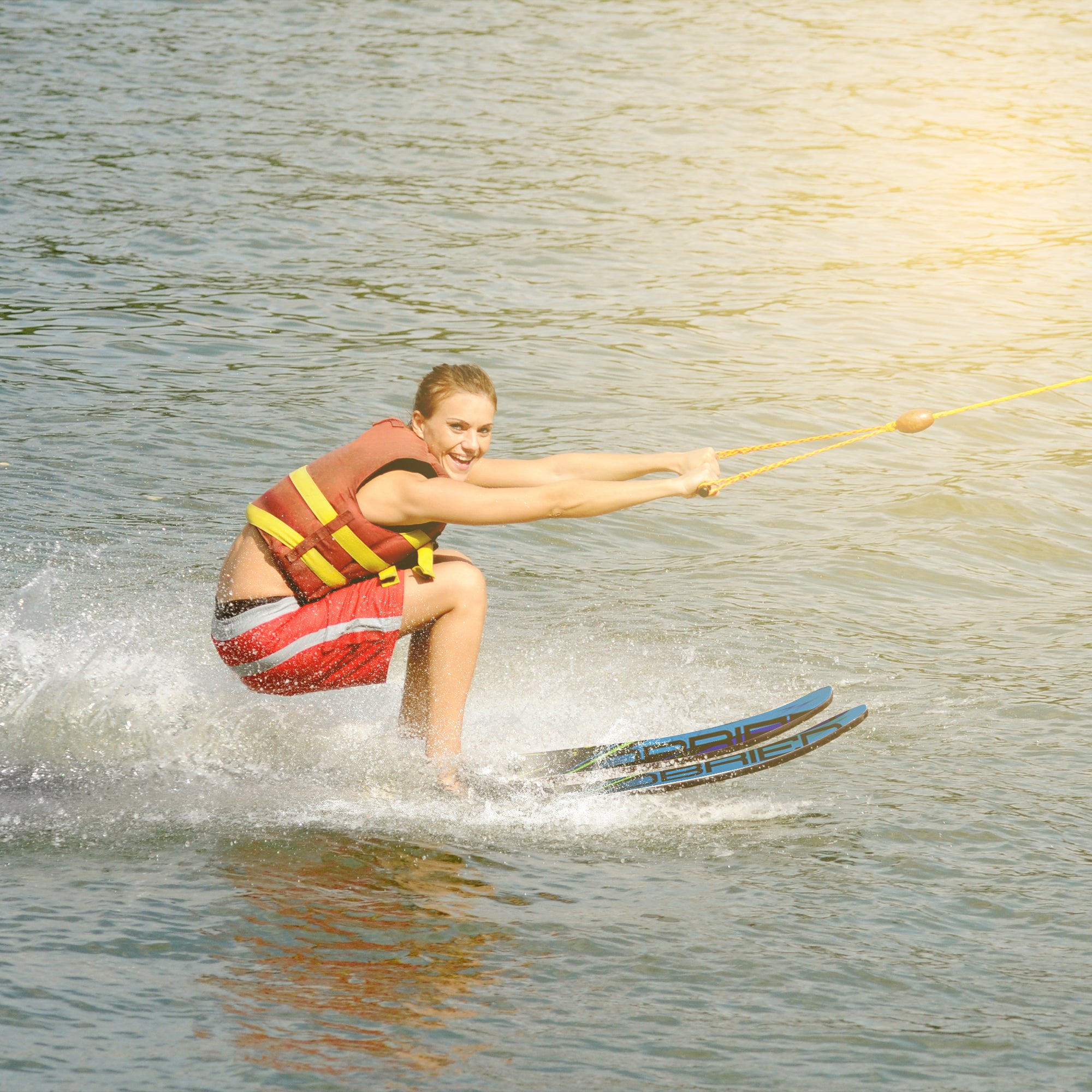 O'Brien Combo Waterskis with Side Cut Bevel for Water Sports, Blue (Open Box) - VMInnovations