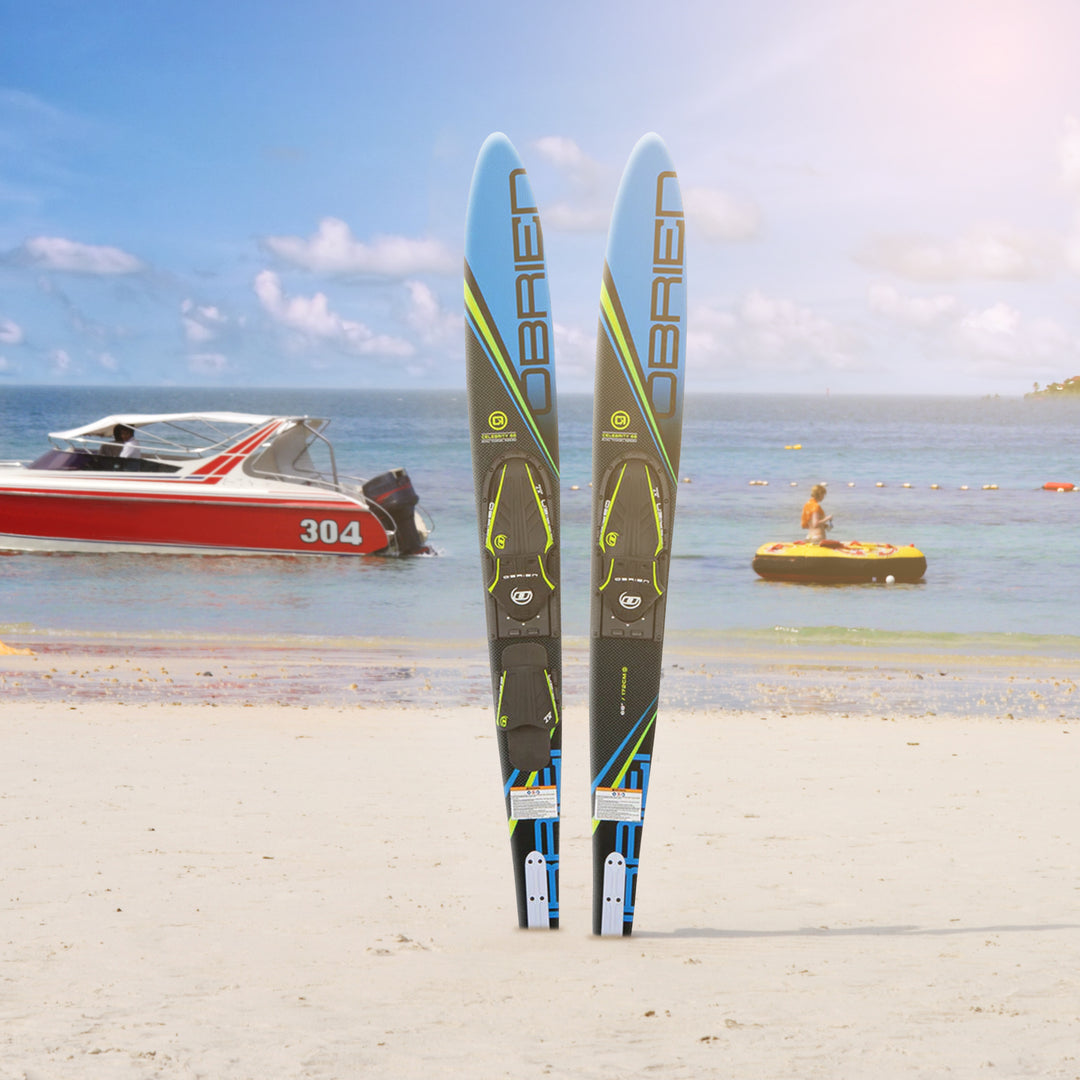 O'Brien Celebrity Combo Waterskis with Side Cut Bevel for Water Sports, Blue - VMInnovations
