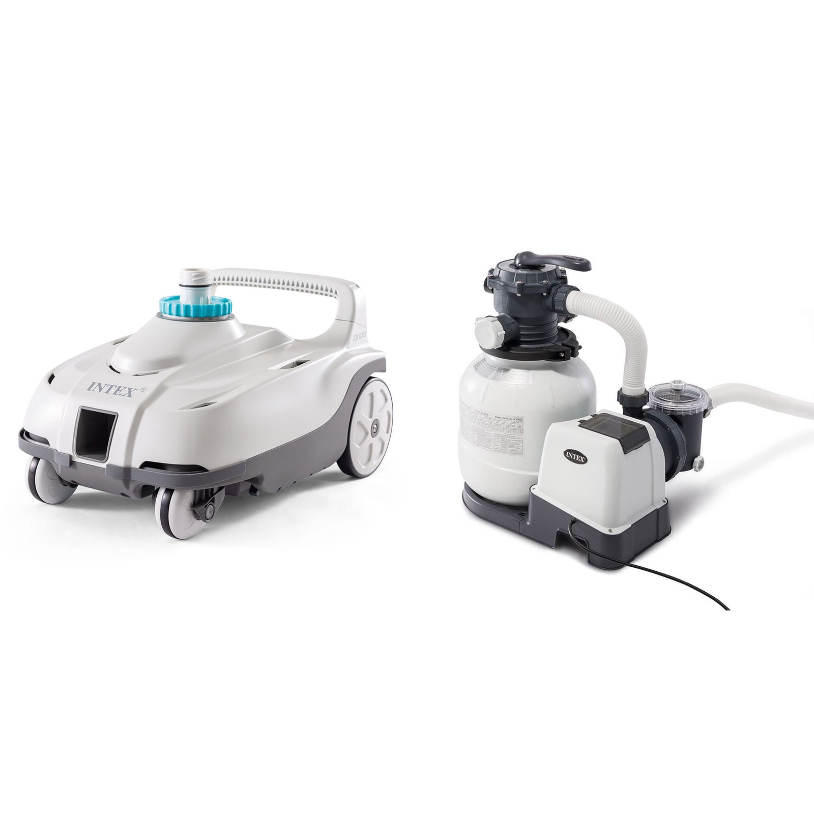 Intex ZX100 Automatic Pressure Side Pool Cleaner with Pool Sand Filter Pump - VMInnovations