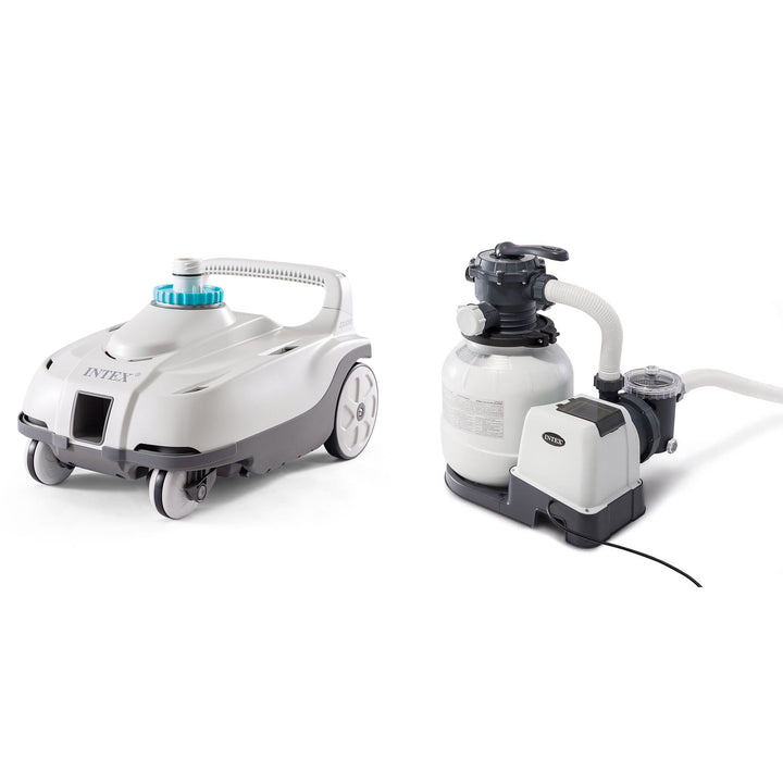 Intex ZX100 Automatic Pressure Side Pool Cleaner with Pool Sand Filter Pump