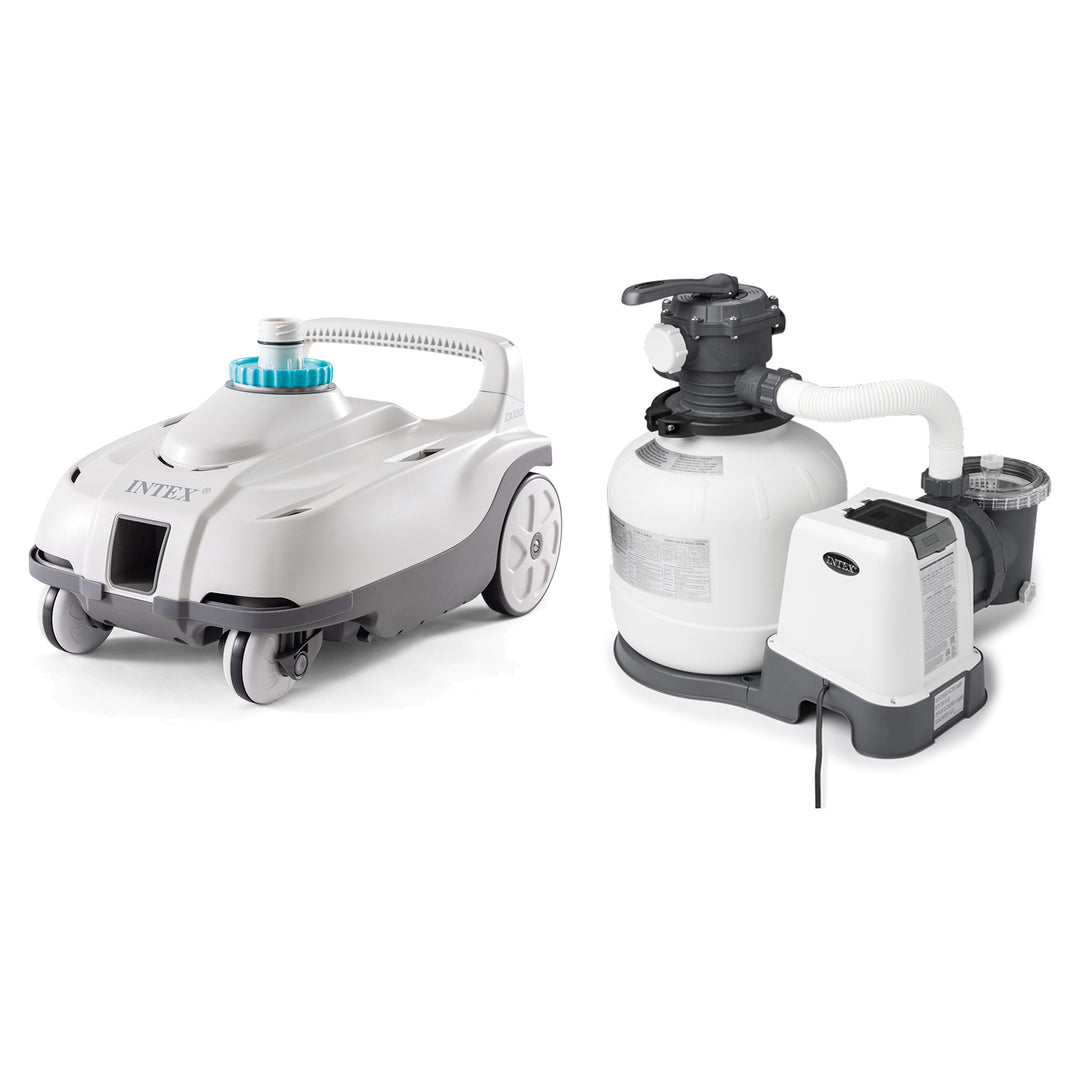 Intex ZX100 Automatic Pressure Side Pool Cleaner with Pool Sand Filter Pump