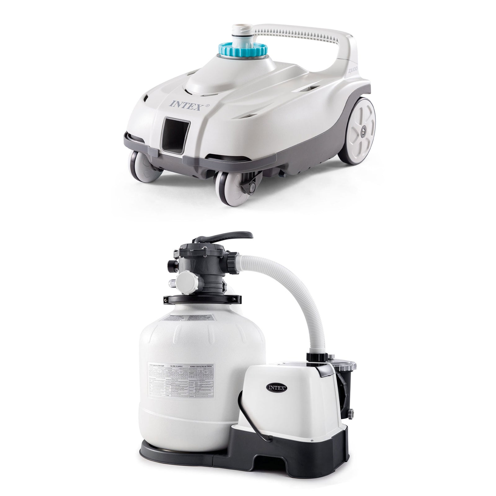 Intex Automatic Pool Cleaner w/Krystal Clear Saltwater System & Sand Filter Pump - VMInnovations