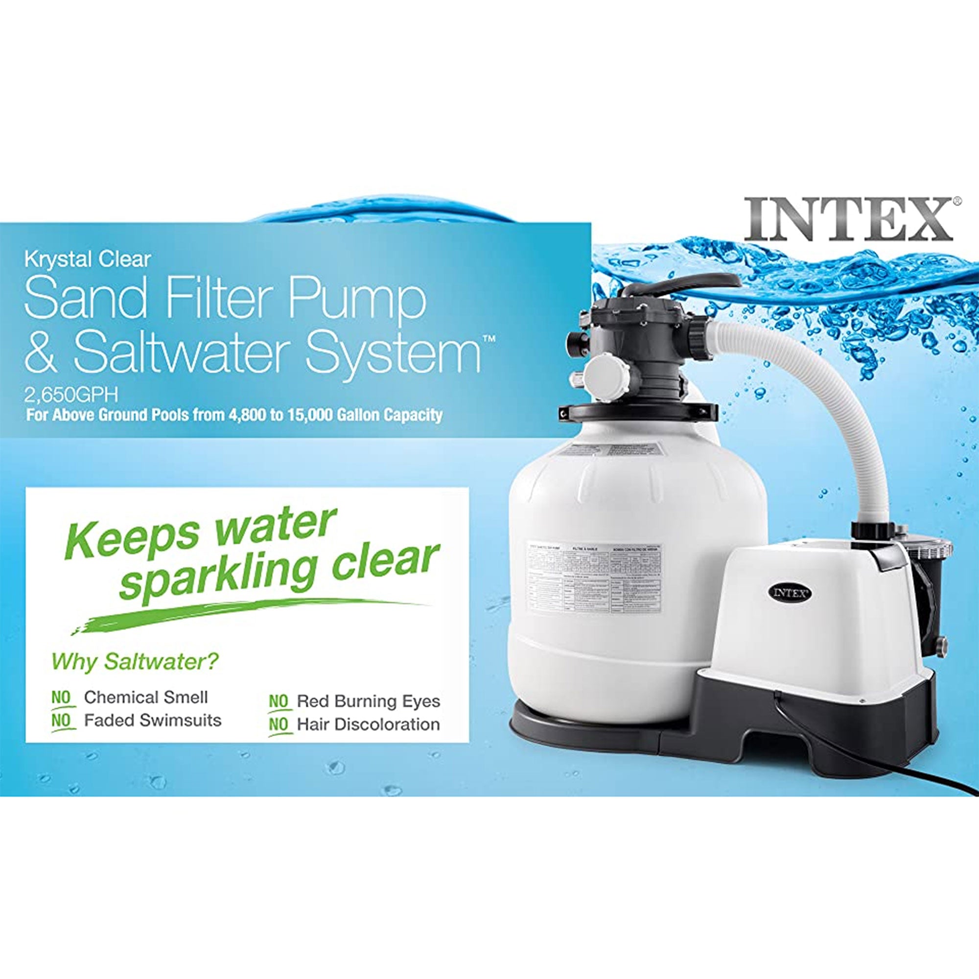 Intex Automatic Pool Cleaner w/Krystal Clear Saltwater System & Sand Filter Pump - VMInnovations