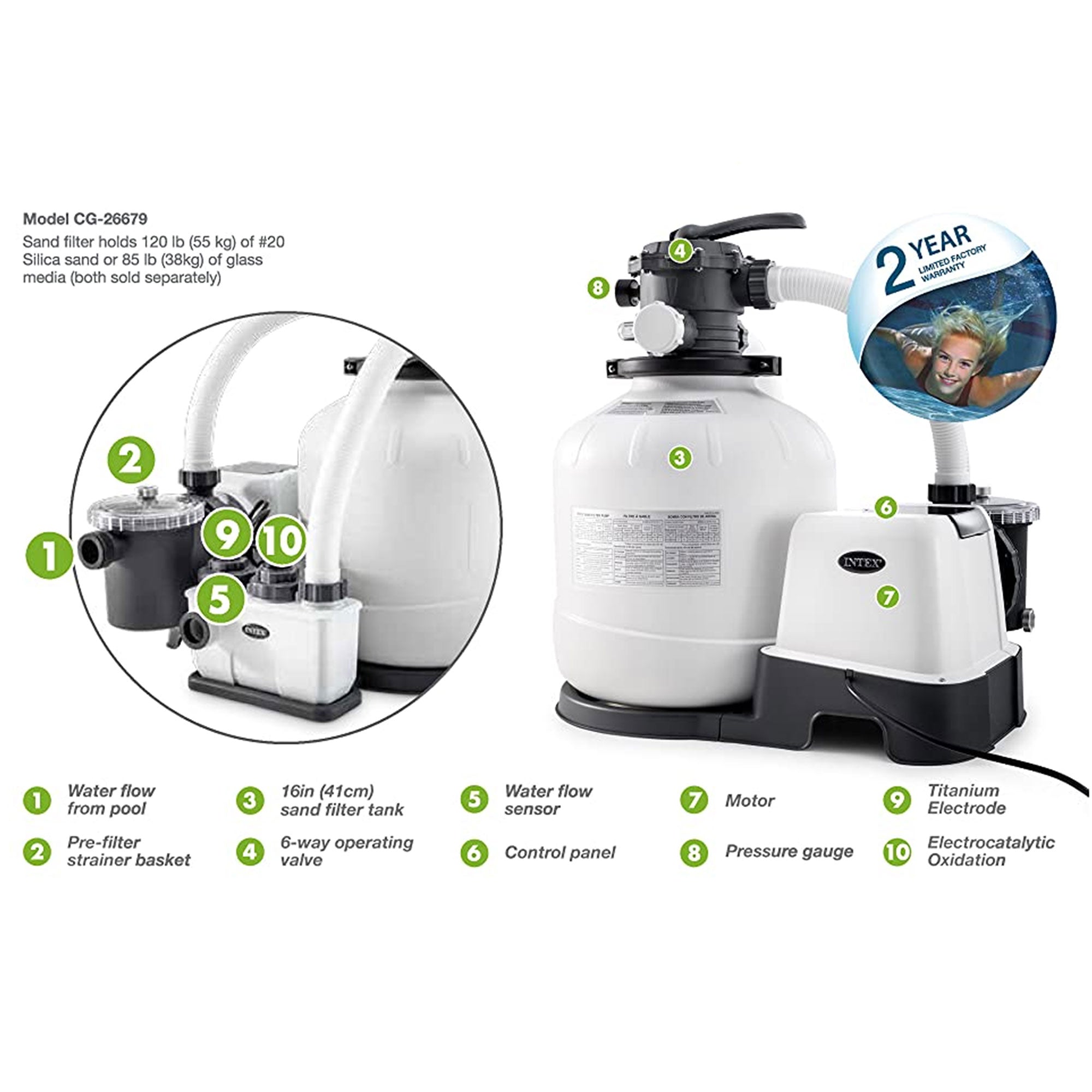 Intex Automatic Pool Cleaner w/Krystal Clear Saltwater System & Sand Filter Pump - VMInnovations