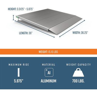 EZ-ACCESS TRANSITIONS 36” Portable Self Supporting Aluminum Angled Entry Ramp