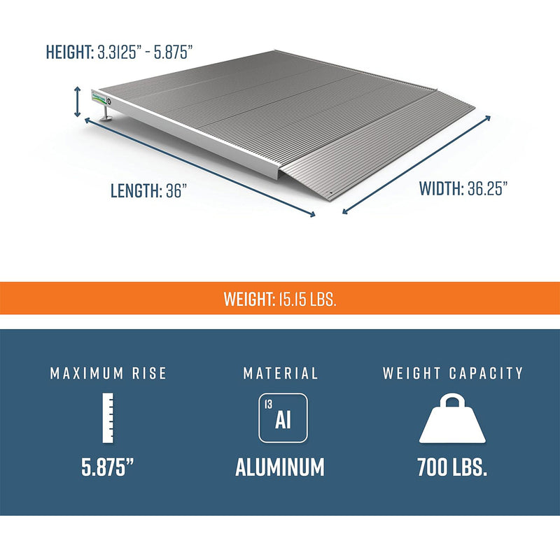 EZ-ACCESS TRANSITIONS 36” Self Supporting Aluminum Angled Entry Ramp (Open Box)