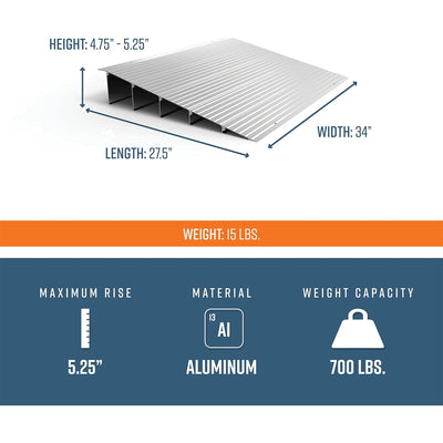 EZ-ACCESS TRANSITIONS 5” Portable Self Supporting Aluminum Entry Ramp (Used)