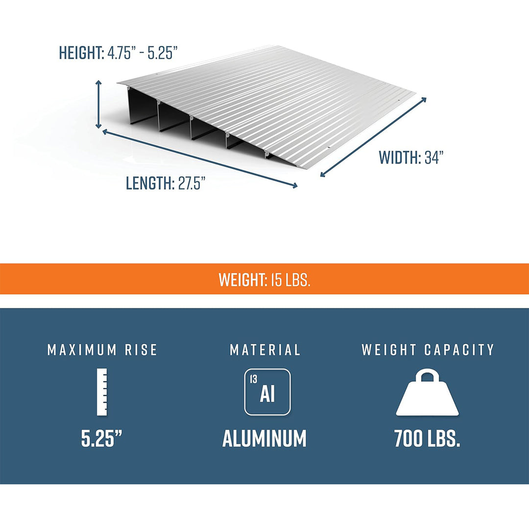 EZ-ACCESS TRANSITIONS 5” Portable Self Supporting Aluminum Entry Ramp (Used)