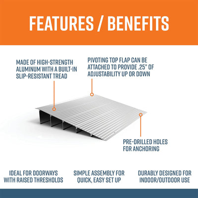 EZ-ACCESS TRANSITIONS 5” Self Supporting Aluminum Modular Entry Ramp (Open Box)