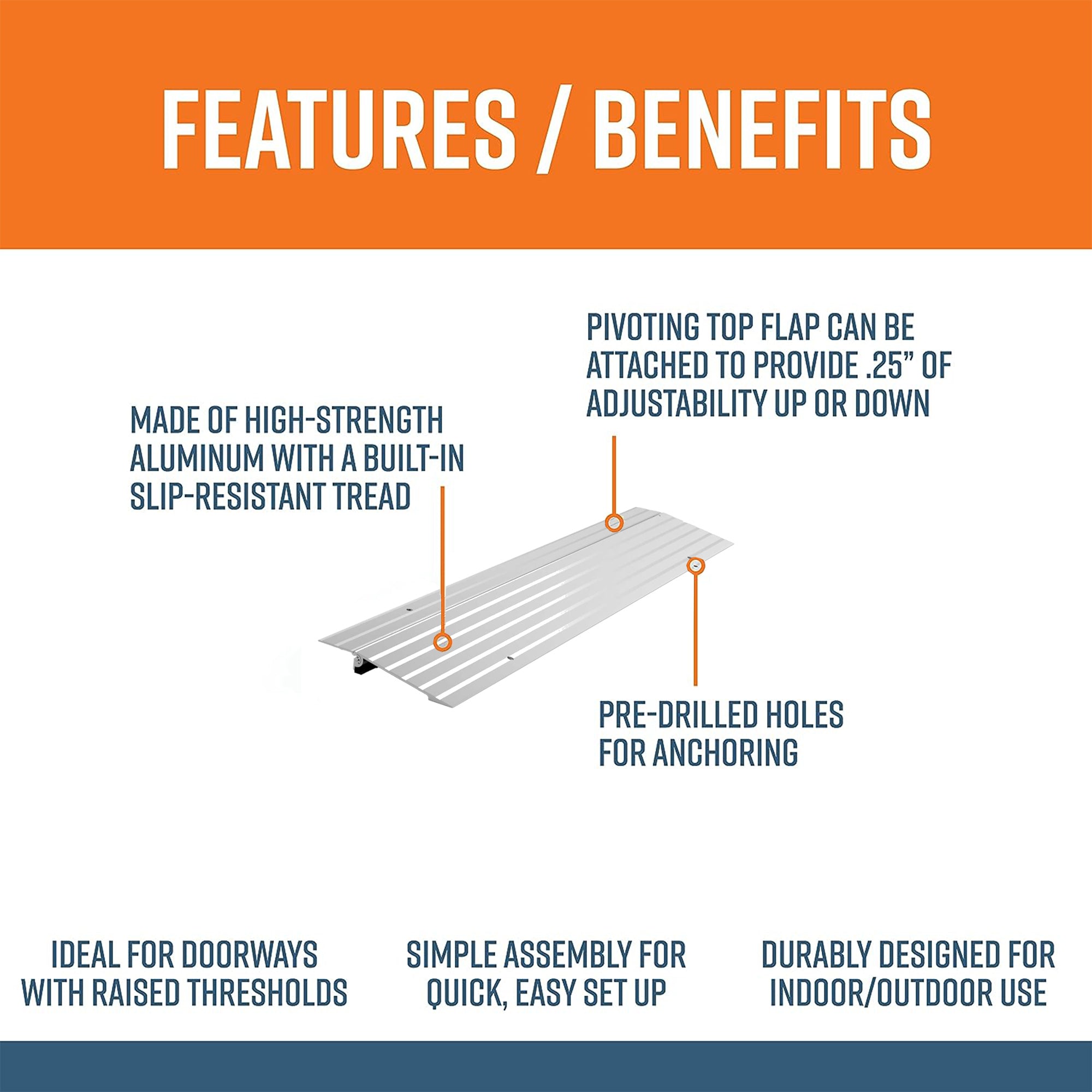 EZ-ACCESS TRANSITIONS 1” Portable Self Supporting Aluminum Entry Ramp (Open Box) - VMInnovations