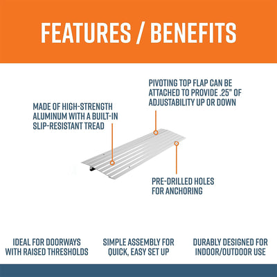 EZ-ACCESS TRANSITIONS 1” Portable Self Supporting Aluminum Entry Ramp (Open Box) - VMInnovations