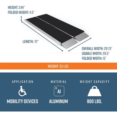 EZ-Access 6Ft Suitcase Singlefold Portable Ramp w/Surface Slip Resistant(Used)