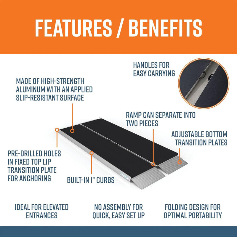 EZ-Access 6Ft Suitcase Singlefold Portable Ramp w/Surface Slip Resistant(Used)