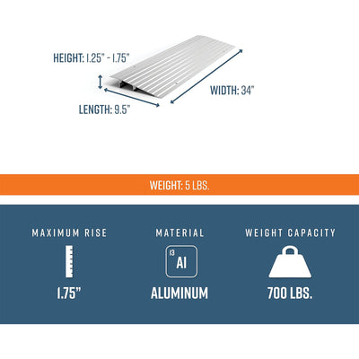 EZ-ACCESS TRANSITIONS 1.5” Portable Self Supporting Aluminum Modular Entry Ramp - VMInnovations