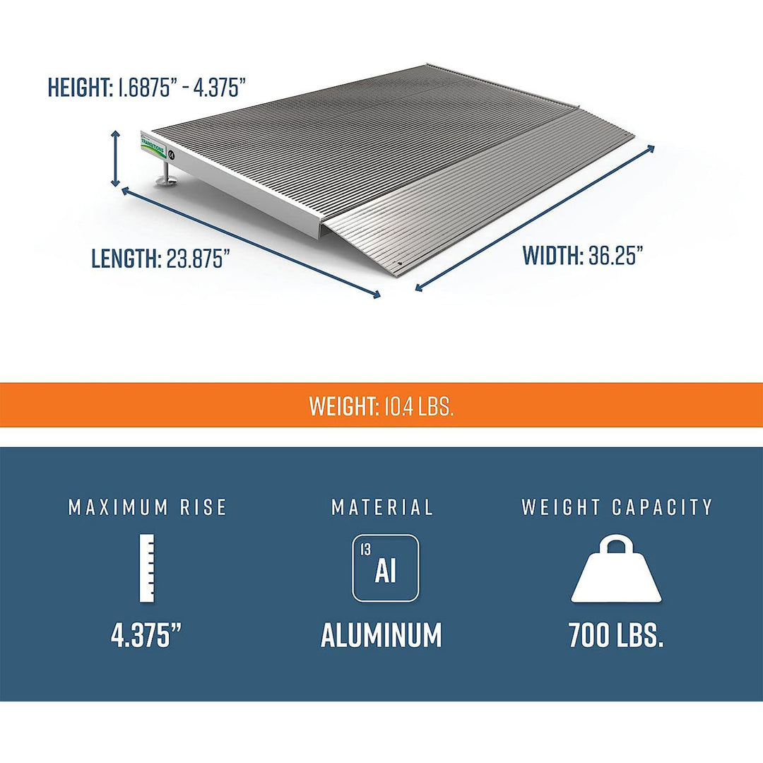 EZ-ACCESS TRANSITIONS 24” Portable Self Supporting Aluminum Angled Entry Ramp