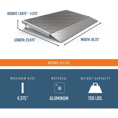 TRANSITIONS 24” Portable Self Supporting Aluminum Angled Entry Ramp (For Parts)
